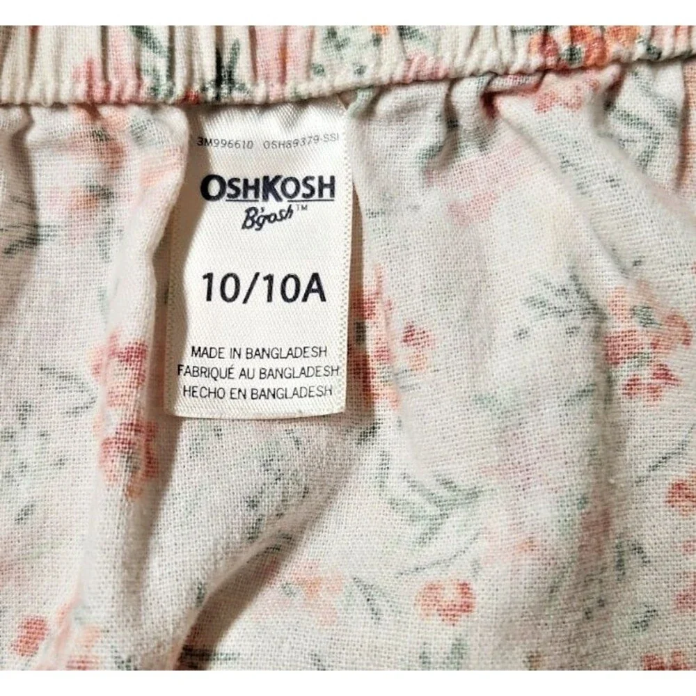 Oshkosh B'gosh Girls Floral Jumpsuit Size 10/10A 55% Linen and 45% Cotton